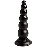 Beaded Black Anal Dildo with Suction Cup Base