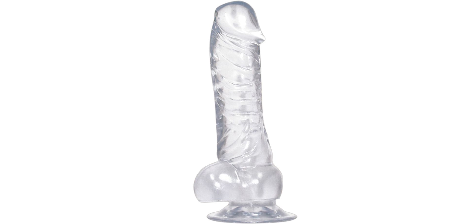 Clear dildo with balls.