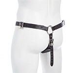 DOMINIX Deluxe Leather Anal Plug Harness with Cock Ring