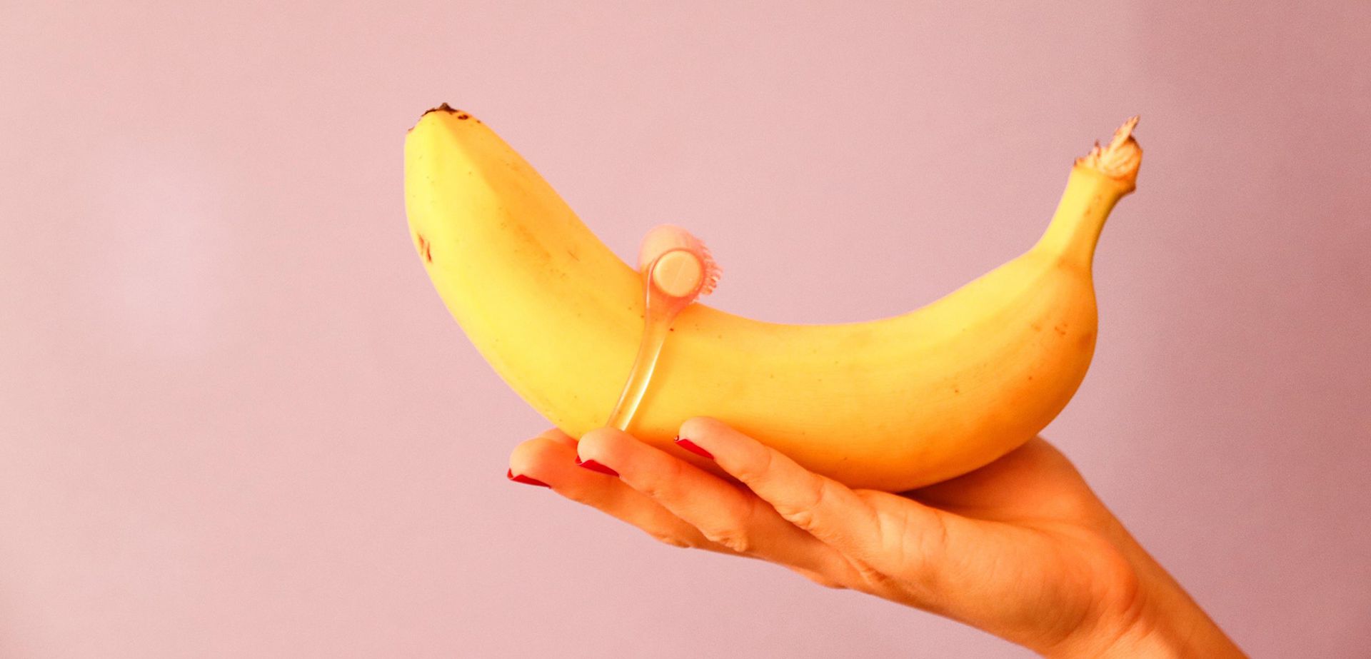 Example how to use a cock ring on a banana.