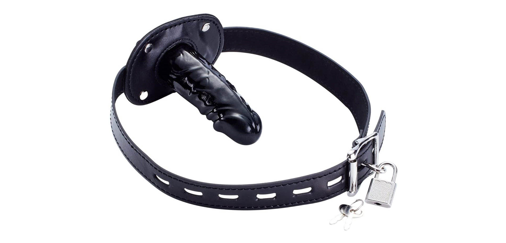 Lockable Dildo Mouth Gag with Lock.