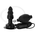 Lux Fetish 4 Inflatable Vibrating Butt Plug W-suction Base - Black