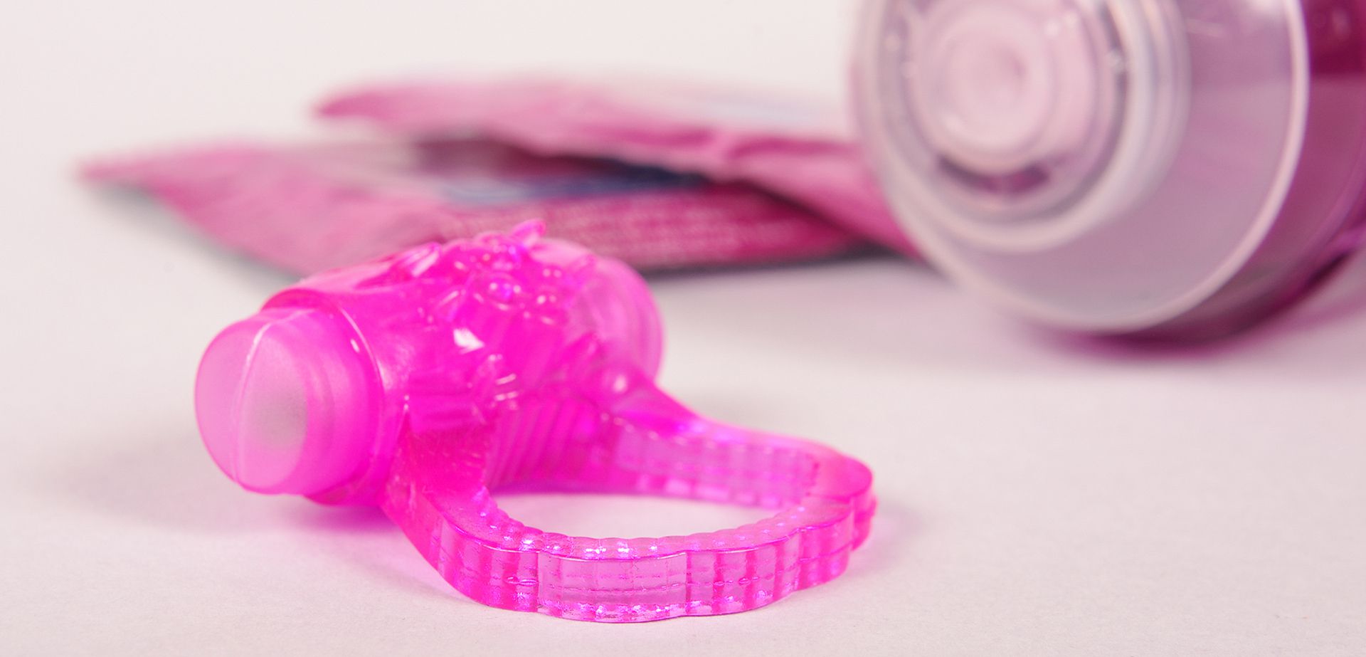 Pink vibrating cock ring.