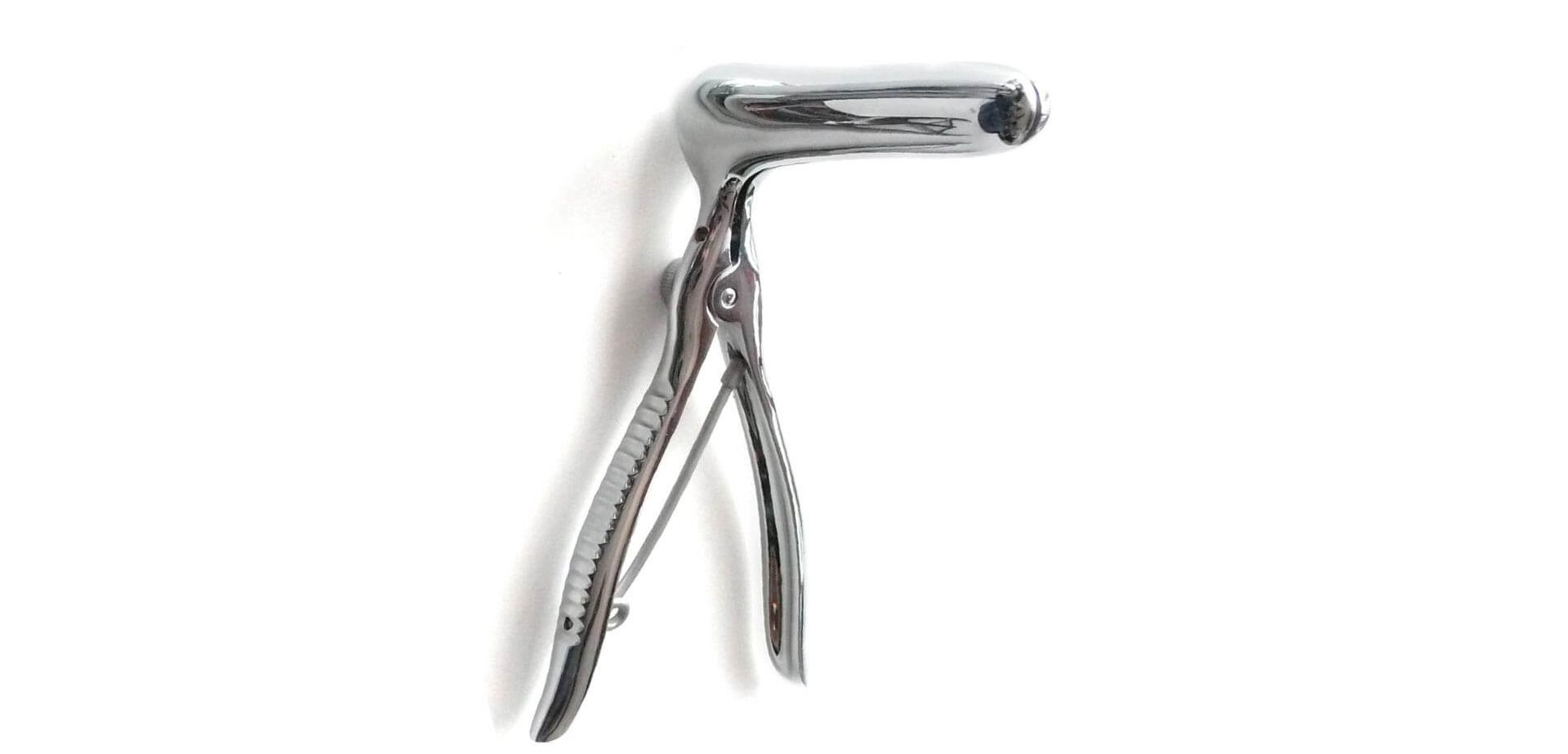 Stainless steel anal speculum.