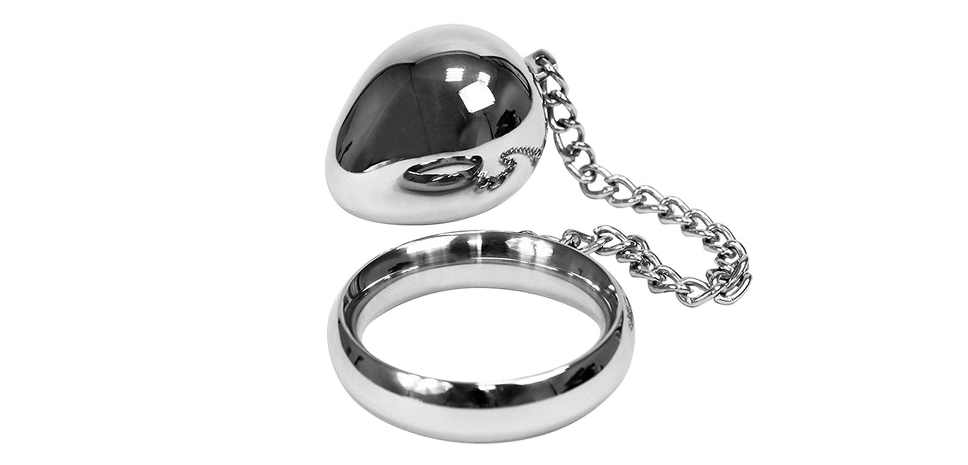 Stainless Steel Cock Ring with Anal Egg.