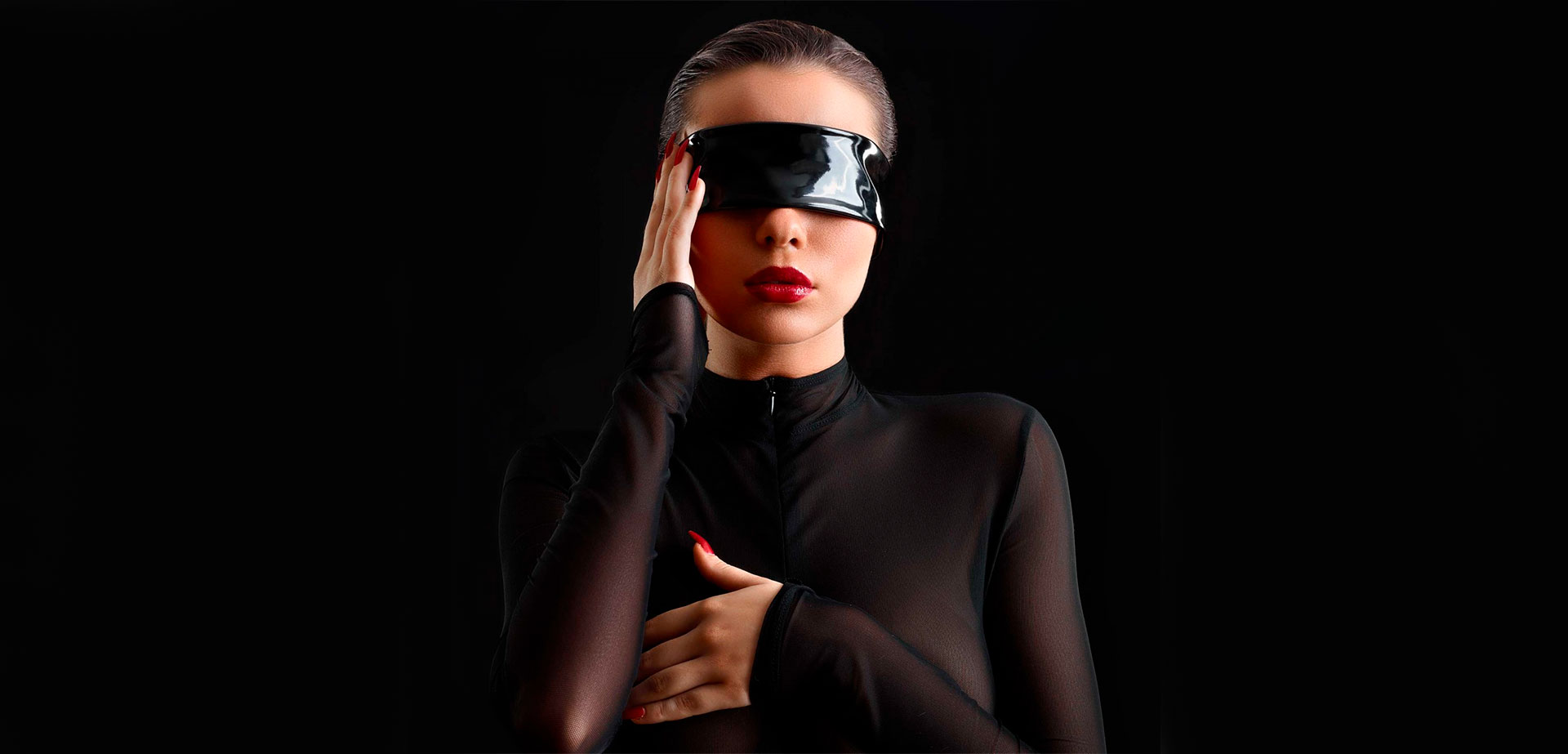 Woman In Black Blindfold For Sensation Play